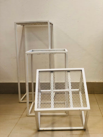 Metal white stand with mesh 3in1