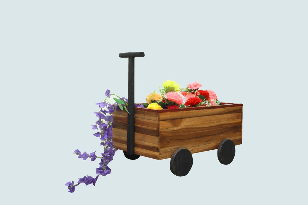 Wooden wagon planter